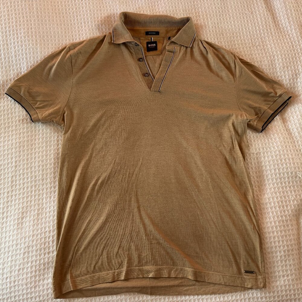 Gold SIlk & Cotton Hugo Boss Polo